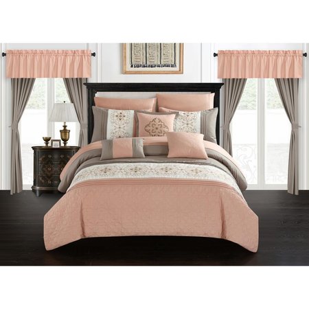 FIXTURESFIRST Renard Comforter Set, Coral - King - 20 Piece FI2541762